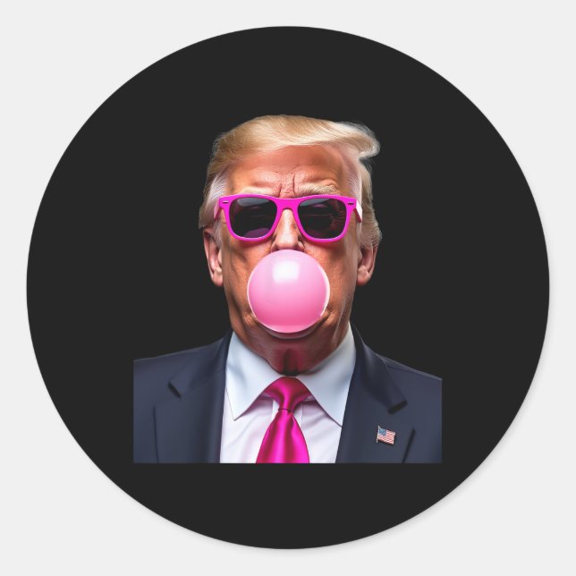 Pegatina Redonda Trump Bubble Gum (Anverso)