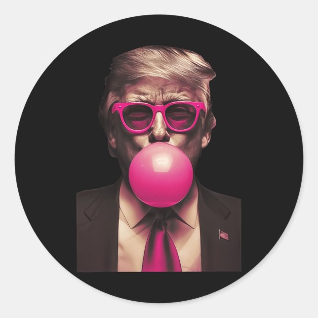 Pegatina Redonda Trump Bubble Gum (Anverso)