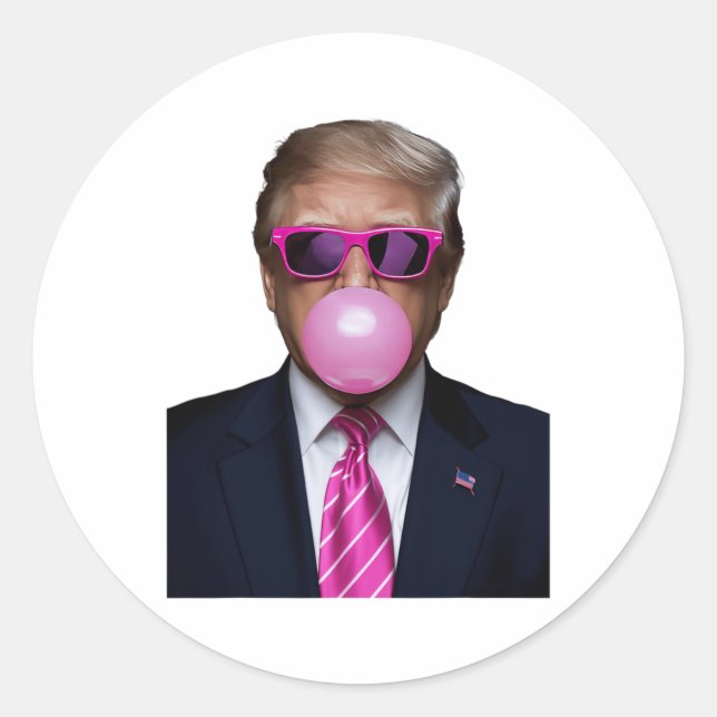 Pegatina Redonda Trump Bubble Gum (Anverso)