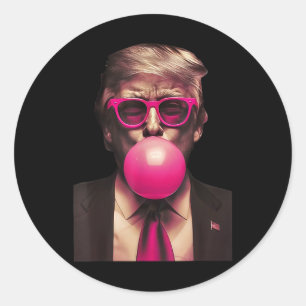 Pegatina Redonda Trump Bubble Gum es gracioso