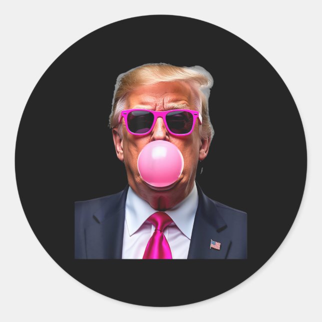 Pegatina Redonda Trump Bubble Gum Pink 1 (Anverso)