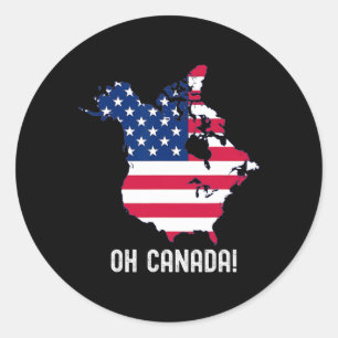 Pegatina Redonda Trump Canadá Usa 51° Mapa Estatal Bandera American