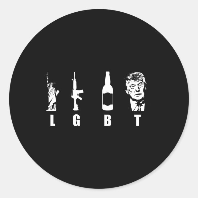 Pegatina Redonda Trump: Cerveza Trump 2020 - Maga de Trump Pence (Anverso)