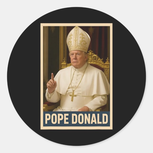 Pegatina Redonda Trump como Iglesia del Vaticano (Anverso)
