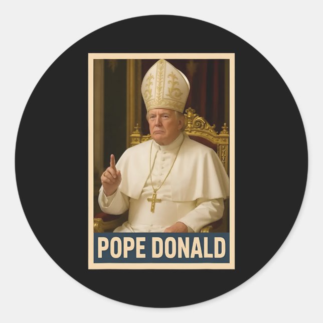 Pegatina Redonda Trump como Iglesia del Vaticano (Anverso)