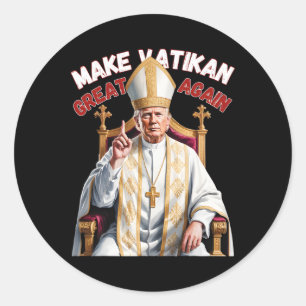 Pegatina Redonda Trump como Iglesia del Vaticano