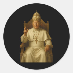 Pegatina Redonda Trump como Iglesia del Vaticano El Papa es gracios