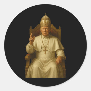 Pegatina Redonda Trump como Iglesia del Vaticano El Papa es gracios