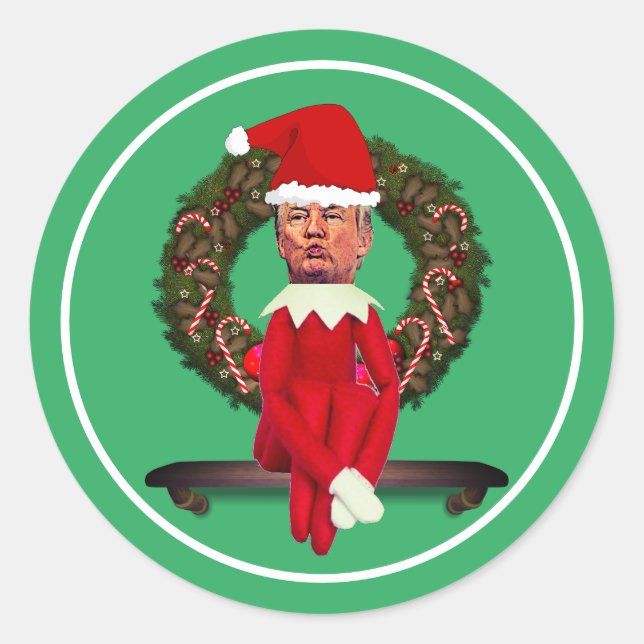 Pegatina Redonda Trump como Navidad mayor (Anverso)