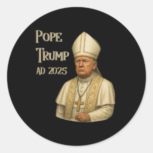 Pegatina Redonda Trump como Papa de la Iglesia del Vaticano - Papa