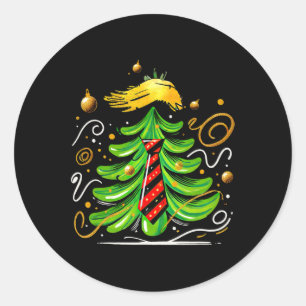 Pegatina Redonda Trump curioso árbol de Navidad