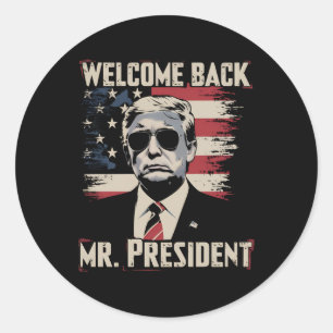 Pegatina Redonda Trump da la bienvenida al presidente 47 Vintage es