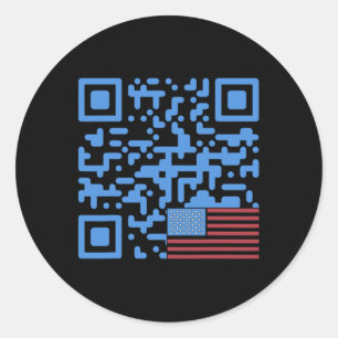 Pegatina Redonda Trump Dance Qr Code Vintage Bandera Estadounidense