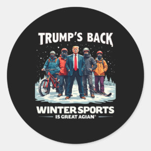 Pegatina Redonda Trump deportes de invierno esquiar invierno retro