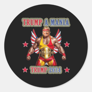 Pegatina Redonda Trump divertido lucha libre Trumpamania Convención