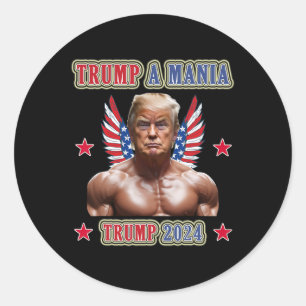 Pegatina Redonda Trump divertido lucha libre Trumpamania Convención