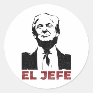 Pegatina Redonda Trump El Jefe Cinco De Mayo Hombres Vintage Mujere