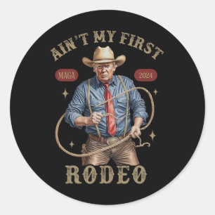 Pegatina Redonda Trump, el primer rodeo del occidental de Cowboy gr