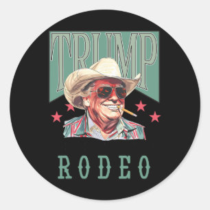 Pegatina Redonda Trump, el primer rodeo del occidental de Cowboy gr