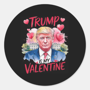 Pegatina Redonda Trump En Mi Divertido Papi El día de San Valentín
