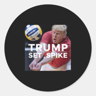 Pegatina Redonda Trump engaña a divertida jugadora de voleibol polí