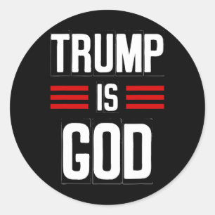 Pegatina Redonda Trump es gracioso que Trump sea Dios 2
