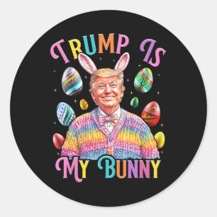 Pegatina Redonda Trump es mi conejita, los huevos de caza de primav