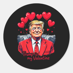 Pegatina Redonda Trump es mi corazón El día de San Valentín gracios