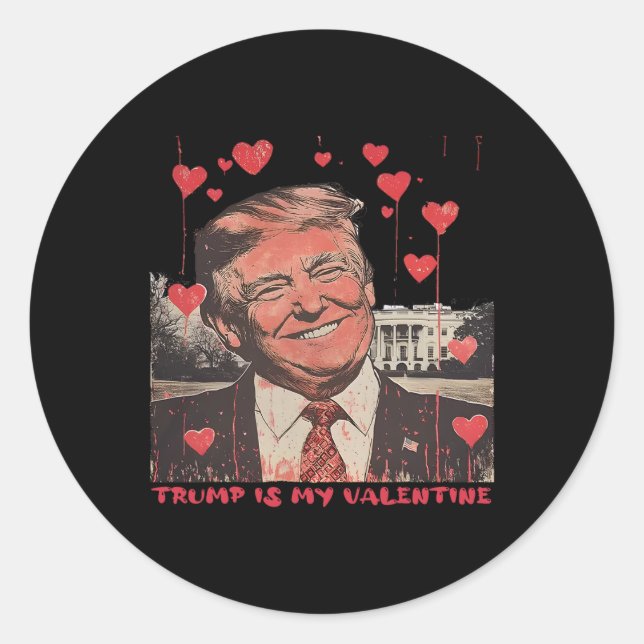 Pegatina Redonda Trump es mi divertido San Valentín (Anverso)