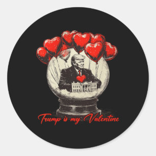 Pegatina Redonda Trump es mi retro de San Valentín de Nieve Globo W