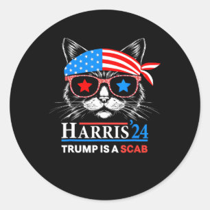 Pegatina Redonda Trump Es Una Mujer Gato De Vote Harris Vheimer