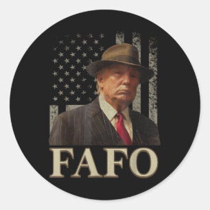 Pegatina Redonda Trump Fafo, gracioso fanático de Trump Bandera est