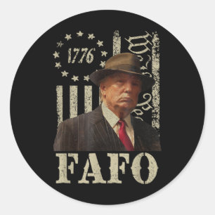 Pegatina Redonda Trump Fafo, retro para Trump Bandera estadounidens