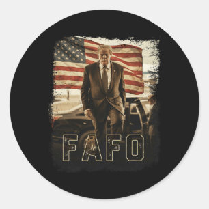 Pegatina Redonda Trump Fafo Vintage Presidente Trump 2026
