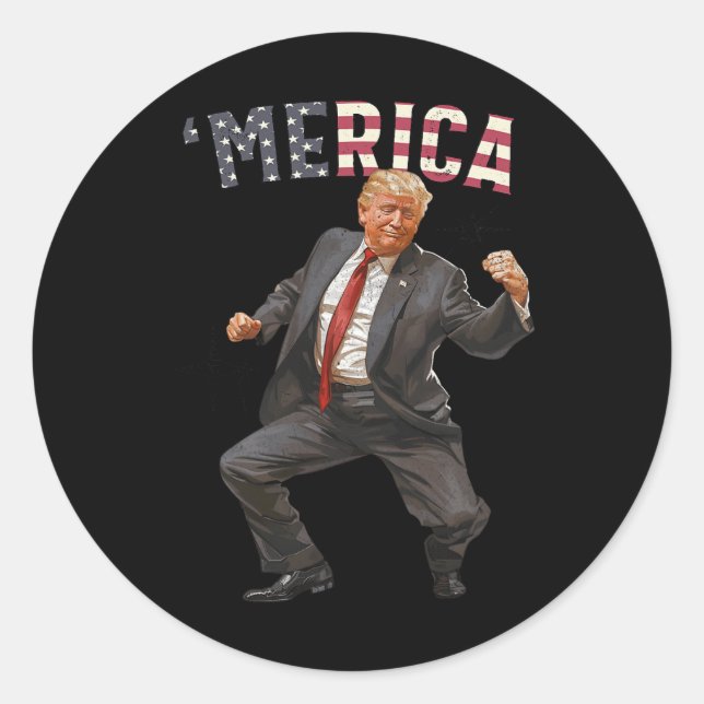 Pegatina Redonda Trump Feliz 4 De Julio Regalos De Bandera Estadoun (Anverso)