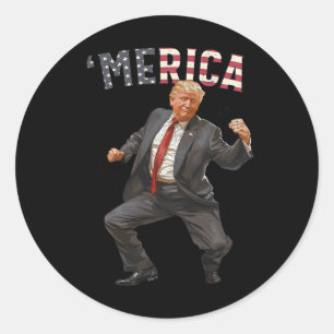 Pegatina Redonda Trump Feliz 4 De Julio Regalos De Bandera Estadoun