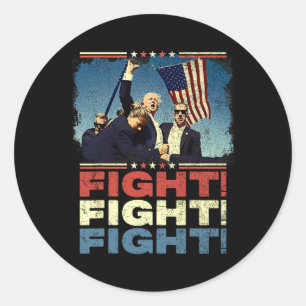 Pegatina Redonda Trump Fight Fight Fight