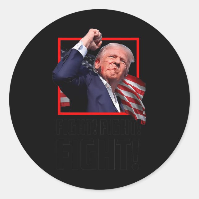 Pegatina Redonda Trump Fight Fight Fight (Anverso)