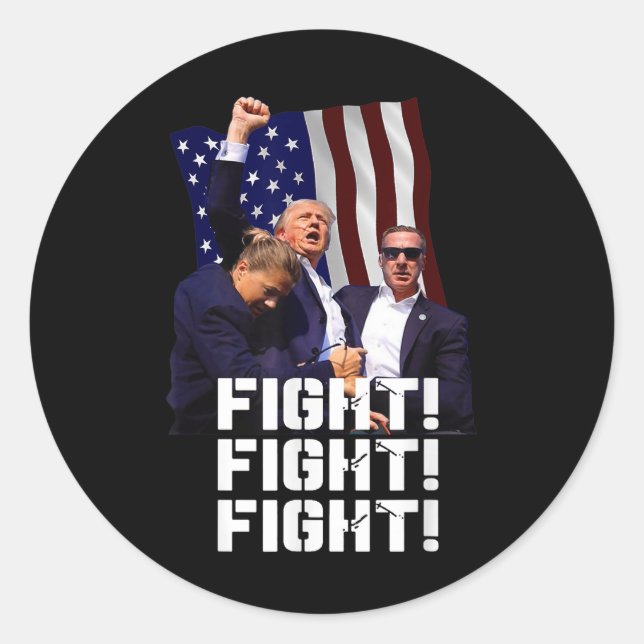 Pegatina Redonda Trump Fight Fight Fight (Anverso)