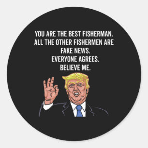 Pegatina Redonda Trump Fisherman Funny Fisher Hook Regalos