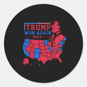 Pegatina Redonda Trump Gana De Nuevo Mapa De Olas Rojas De Ee.Uu. E