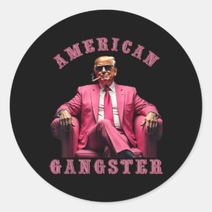 Pegatina Redonda Trump: Gangster estadounidense 47° presidente Funn
