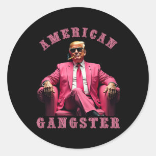 Pegatina Redonda Trump: Gangster estadounidense 47° presidente Funn