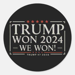 Pegatina Redonda Trump Ganó 2024 Nosotros Ganamos 47 2028 EE. UU.