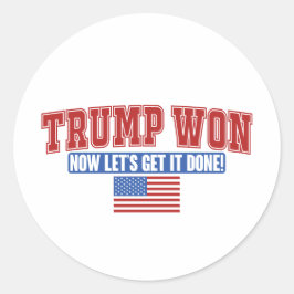 Pegatina Redonda Trump ganó ahora