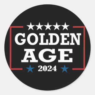 Pegatina Redonda Trump Ganó De Nuevo La Edad De Oro 2024 De América