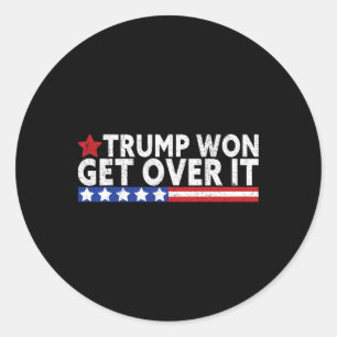 Pegatina Redonda Trump Ganó Superalo 2025 Bandera EEUU 