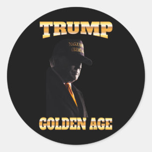 Pegatina Redonda Trump Golden Age Silhouette 45 47 Golden Tie