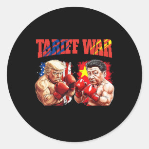 Pegatina Redonda Trump gracioso contra Xi Jinping Boxing Match