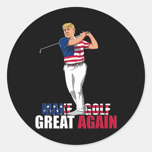 Pegatina Redonda Trump - Gracioso regalo de golf (Anverso)